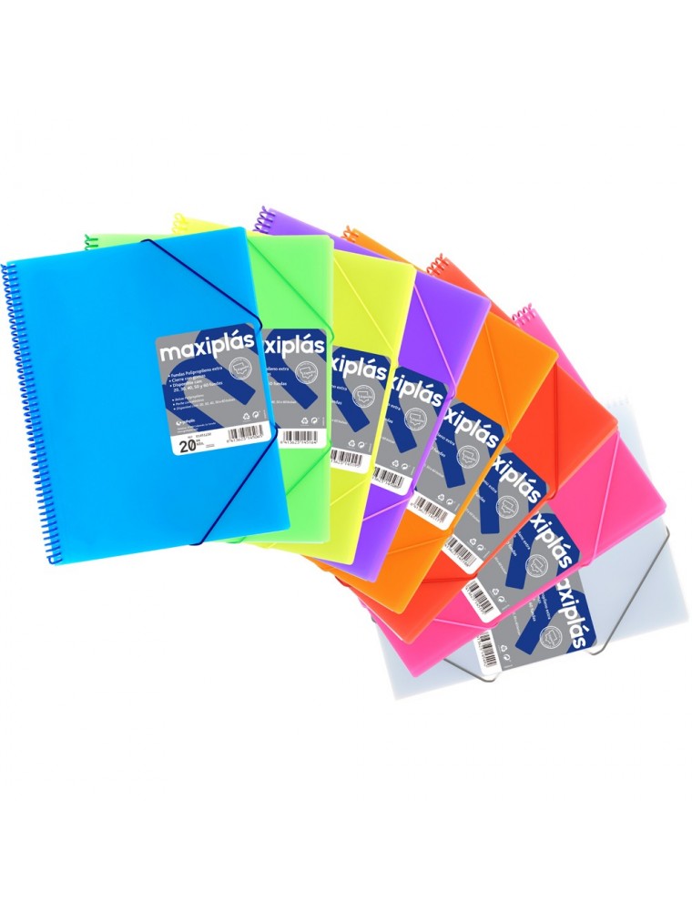 Carpeta 50 fundas maxiplas azul translucido grafoplas