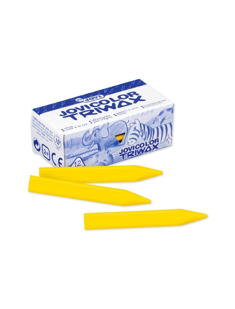 Lapices de cera color - estuche  12 unidades color amarillo jovicolor triwax