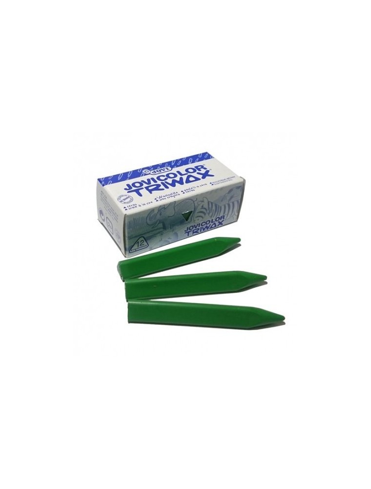 Lapices de cera color - estuche  12 unidades color verde claro jovicolor triwax