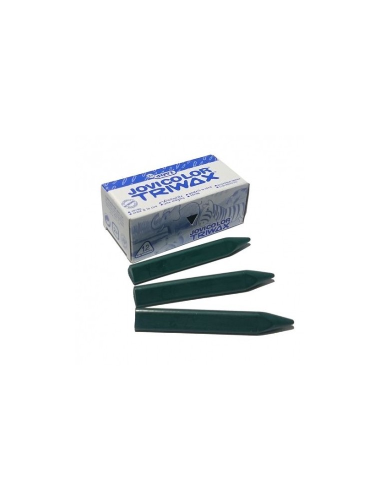 Lapices de cera color - estuche  12 unidades color verde oscuro jovicolor triwax