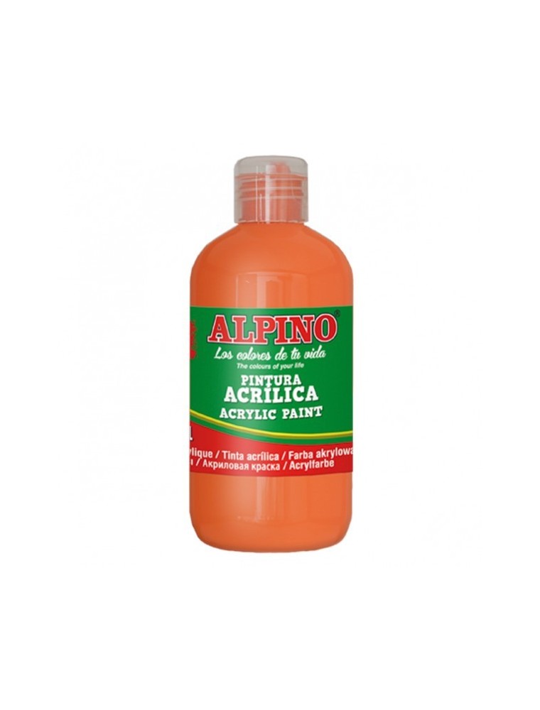 Pintura acrilica escolar botella 250 ml naranja alpino