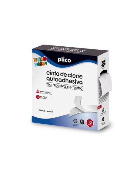 PLICO CINTA DE CIERRE AUTOADHESIVA 20MM X 10M BLANCO