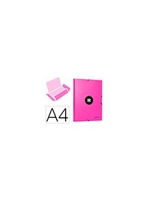 Carpeta liderpapel antartik gomas a4 3 solapas carton forrado color rosa