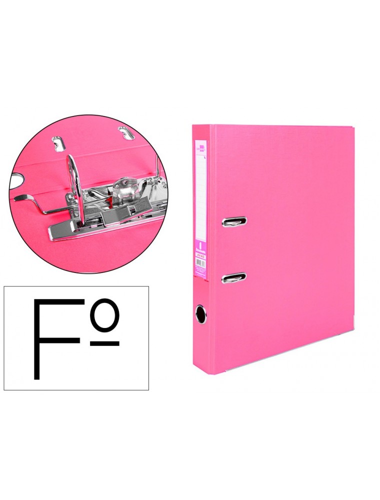 Archivador de palanca liderpapel folio documenta forrado pvc con rado lomo 52 mm rosa compresor metalico