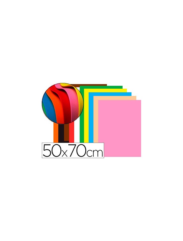 Goma eva liderpapel 50x70cm 60gm2 espesor 1,5mm colores surtidos