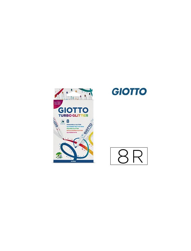 Rotulador giotto turbo glitter purpurina caja de 8 unidades