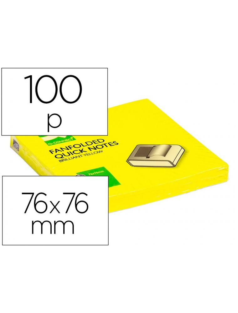 Bloc de notas adhesivas quita y pon q-connect 76x76 mm amarillo neon zig-zag