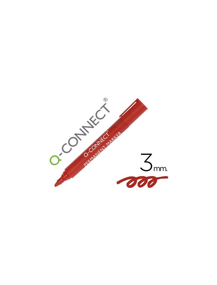 Rotulador q-connect marcador permanente rojo punta redonda 3.0 mm