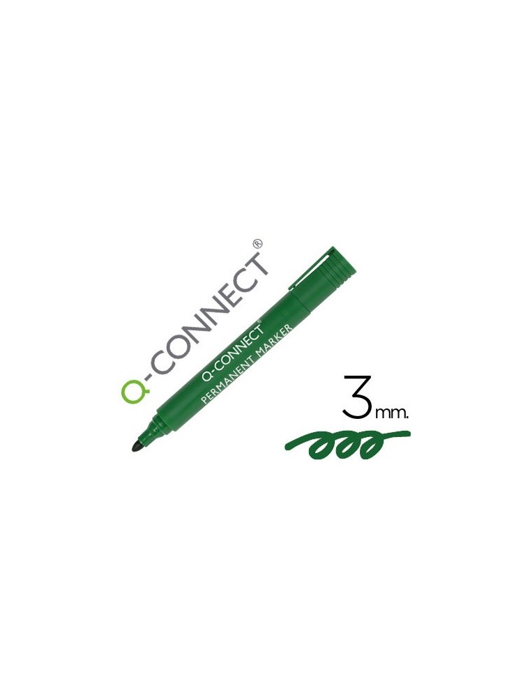 Rotulador q-connect marcador permanente verde punta redonda 3.0 mm