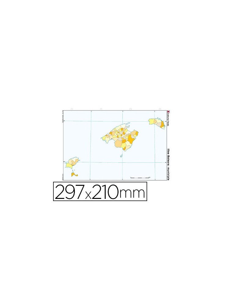 Mapa mudo color din a4 islas baleares politico