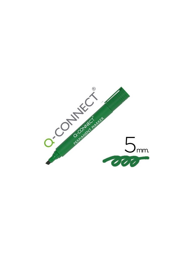 Rotulador q-connect marcador permanente verde punta biselada 5.0 mm