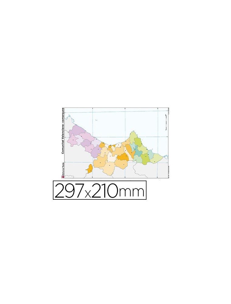 Mapa mudo color din a4 comunidad valenciana politico