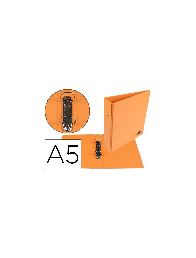 Carpeta de 2 anillas 40 mm redondas liderpapel a5 carton forrado pvc naranja