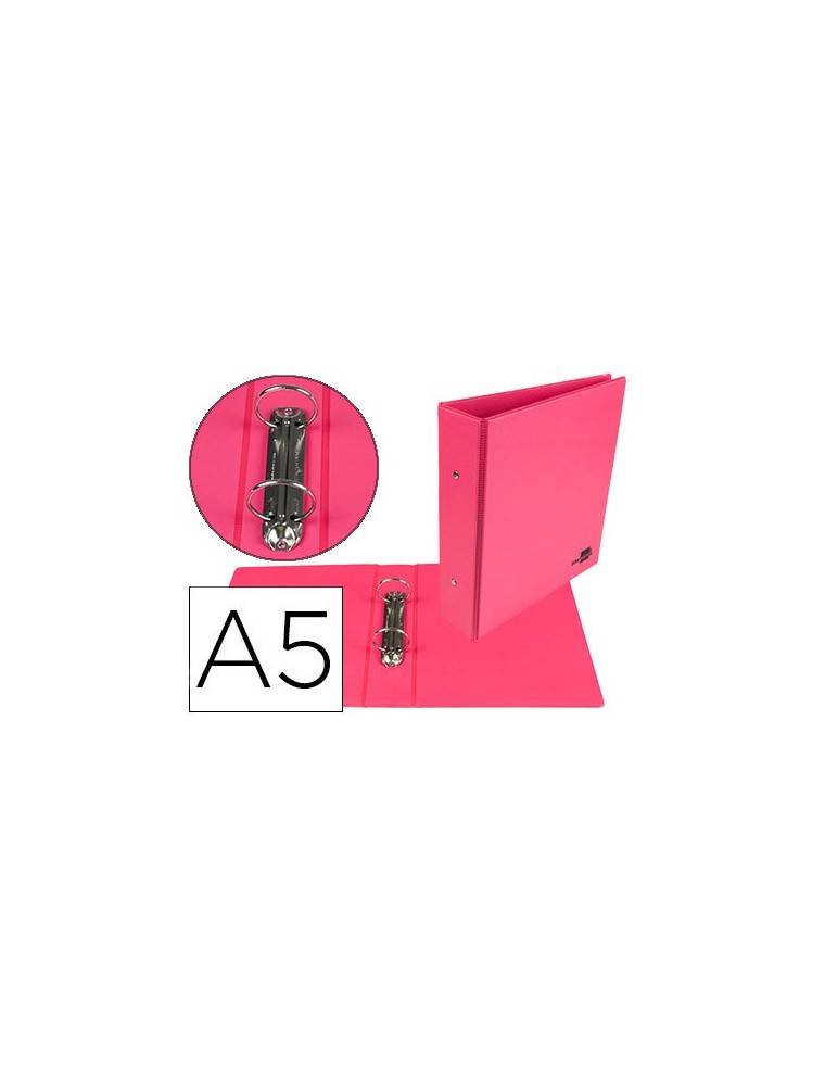 Carpeta de 2 anillas 40 mm redondas liderpapel a5 carton forrado pvc fucsia