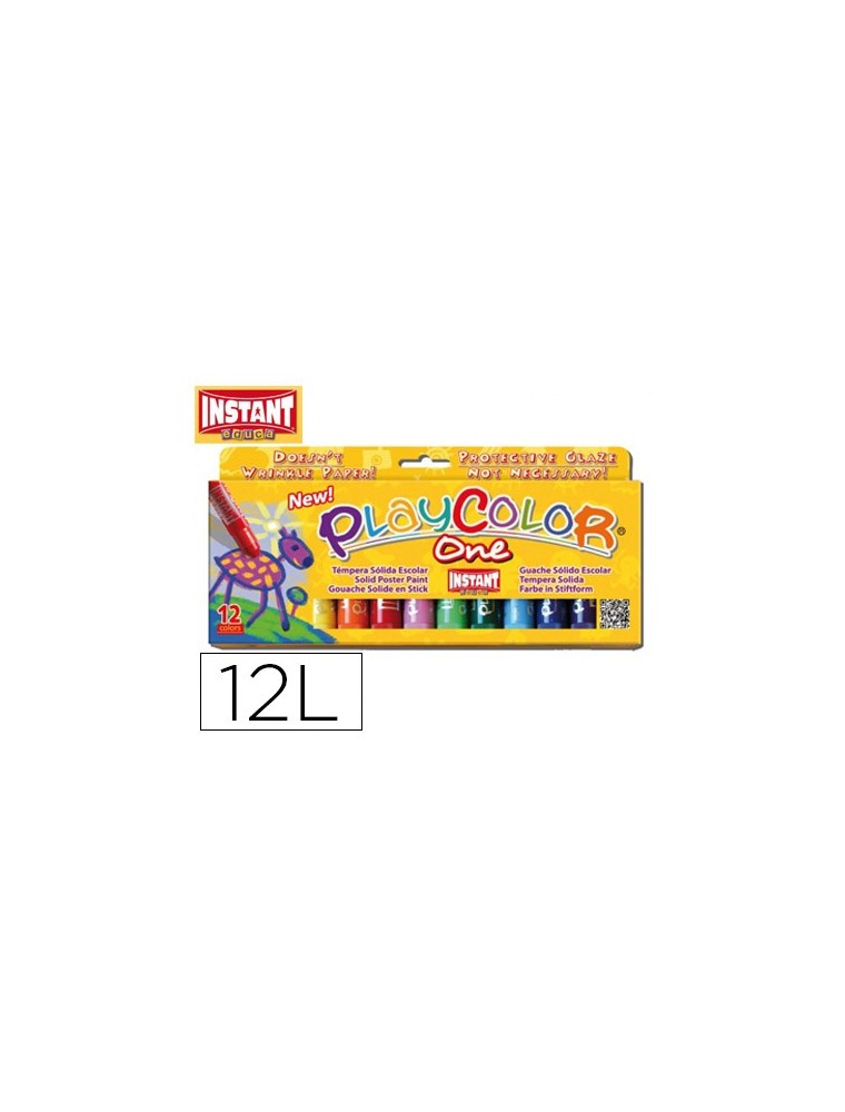 Tempera solida en barra playcolor escolar caja de 12 colores surtidos