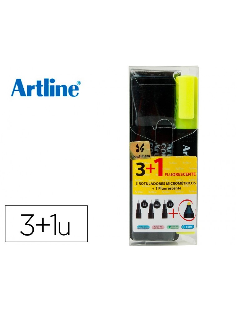 Rotulador artline comic pen calibrado micrometrico negro bolsa de 3 uds 0,2 0,4 0,8  permanente 853