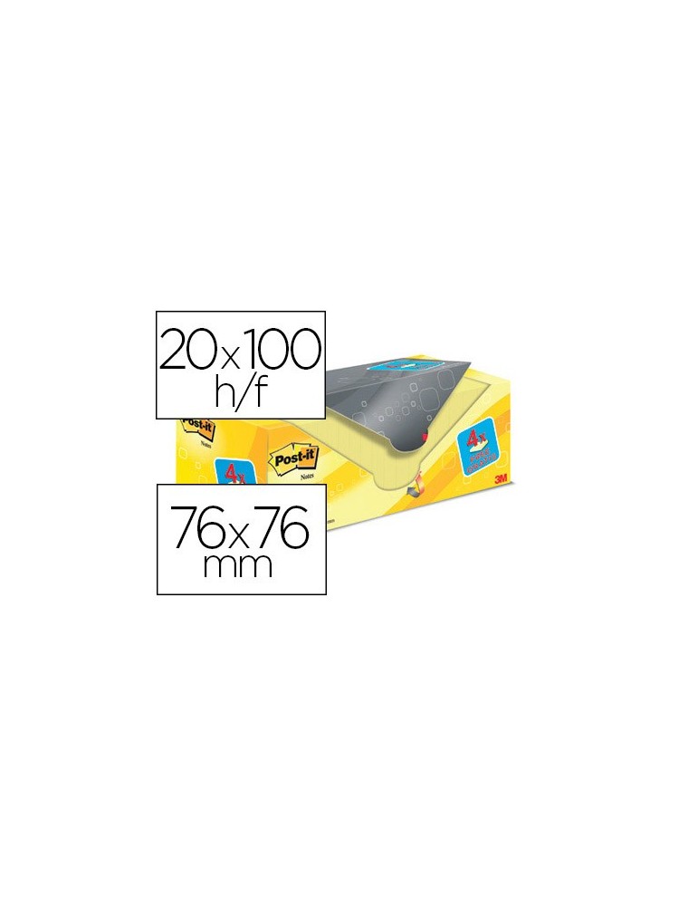 Bloc de notas adhesivas quita y pon post-it super sticky amarillo canario 76x76 mm pack promocional 164 gratis