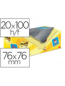 Bloc de notas adhesivas quita y pon post-it super sticky amarillo canario 76x76 mm pack promocional 164 gratis