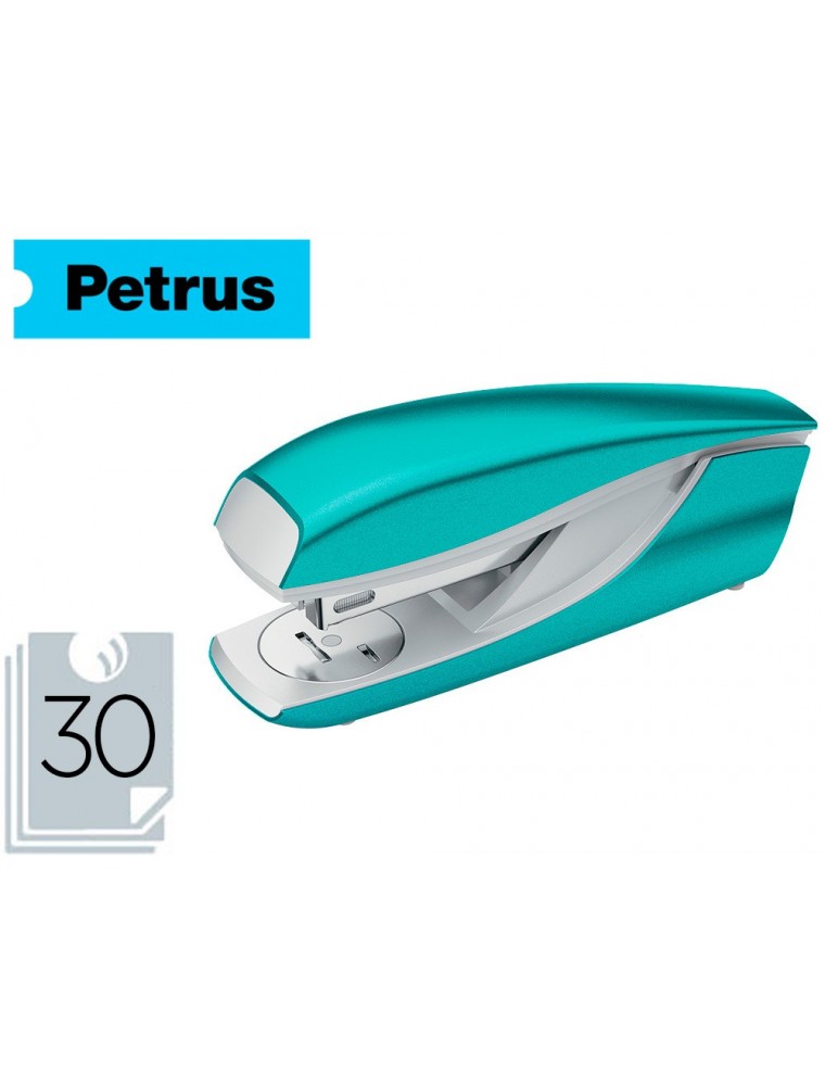 Grapadora petrus mod 635 petrus wow turquesa metalizada capacidad 30 hojas