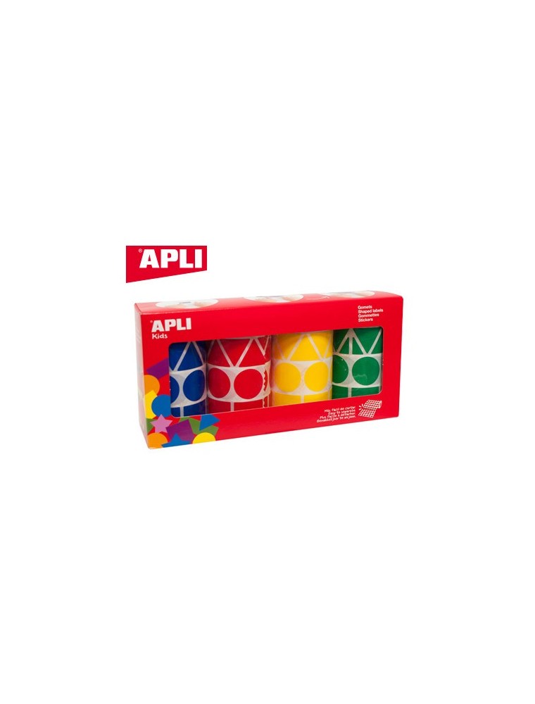 Gomets apli figuras surtidas t amaño xl pack de 4 rollos colores surtidos 5428 unidades