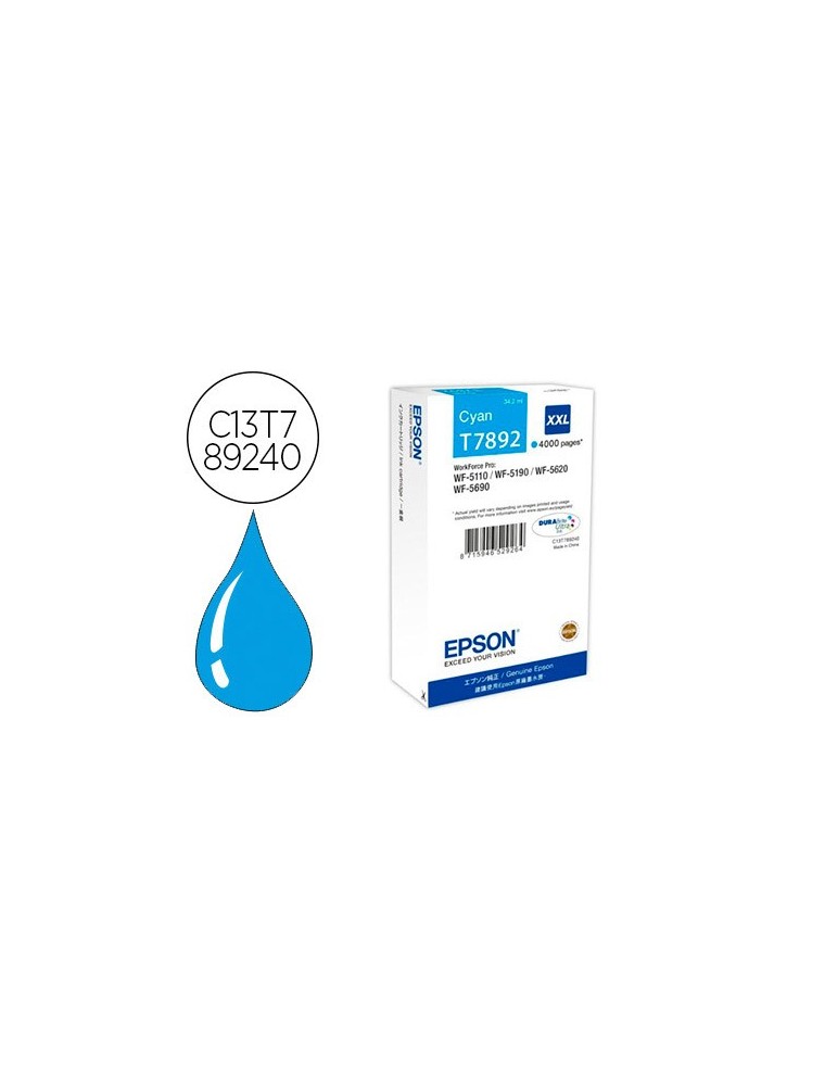 Epson Cartucho Inkjet Cyan Xxl Para Workforce Pro Wf-5Xxx 4000 Pag