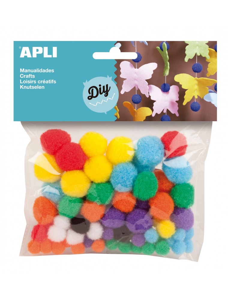 POM POM COLORES SURTIDOS BOLSA DE 78 UNIDADES APLI