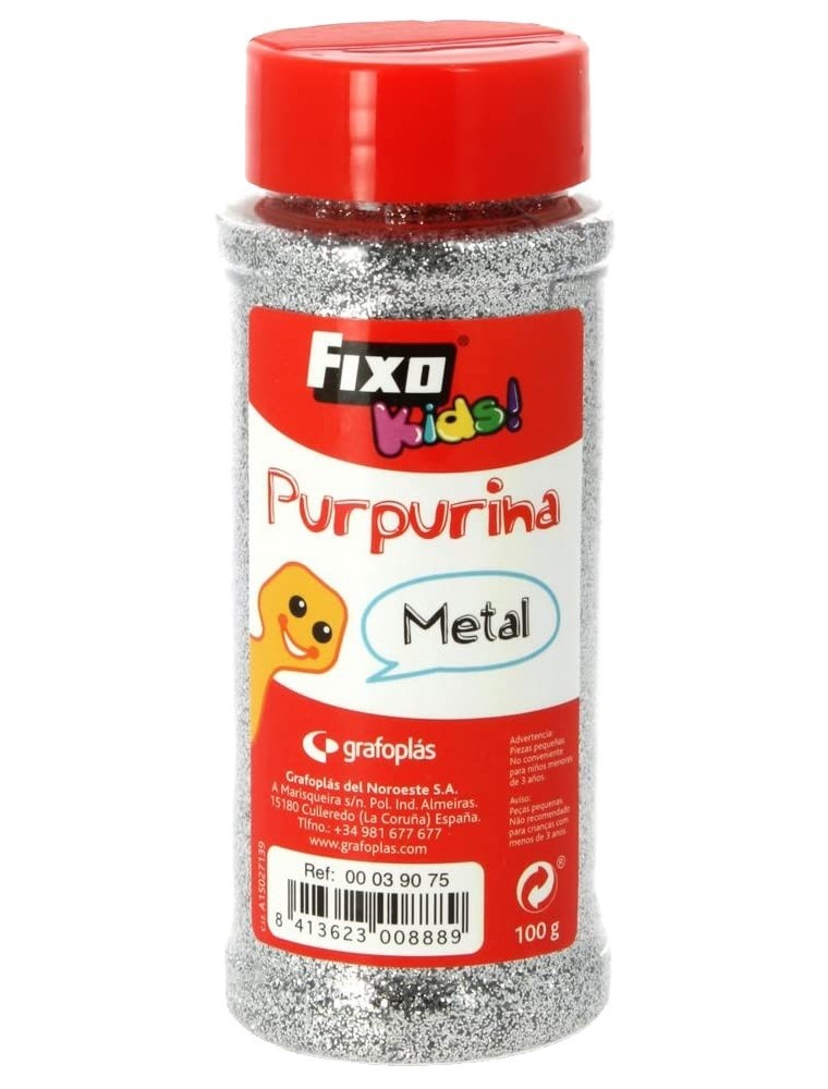 Purpurina fantasia color plata metalizado bote de 100 gr