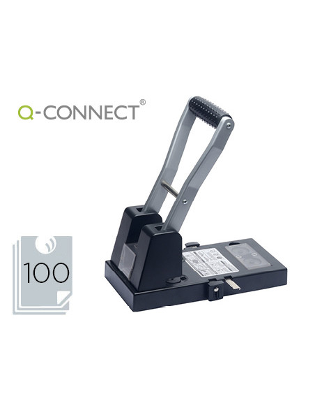 Taladrador q-connect kf18766 negro 2 taladros abertura 10 mm capacidad 100 hojas