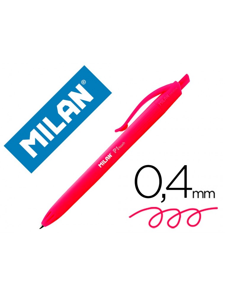 Boligrafo milan p1 retractil 1 mm touch rojo