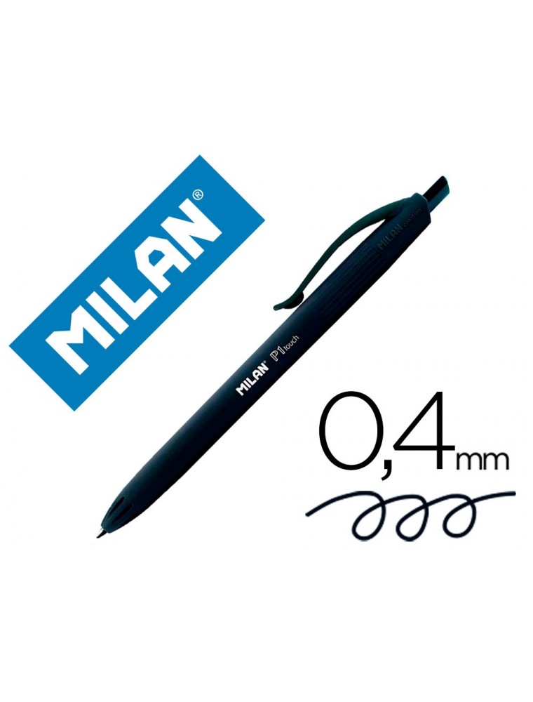 Boligrafo milan p1 retractil 1 mm touch negro