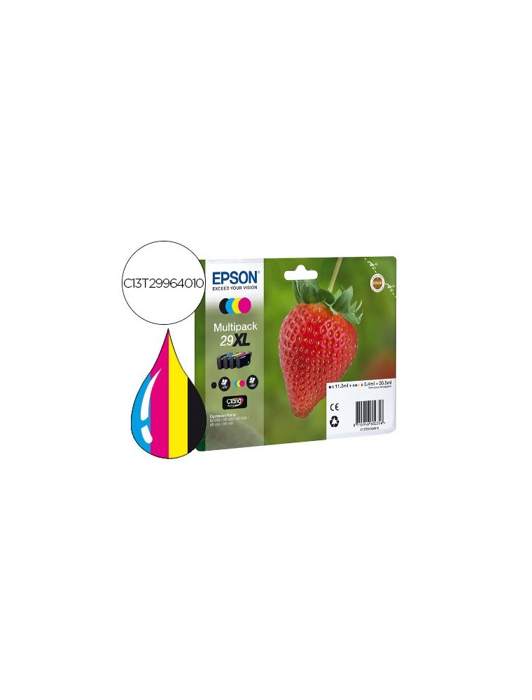 Epson Cartucho Inyeccion Tinta Negro Y Color Multipack 4 Colores Xl 29 Para Xp-235, Xp-332, Xp-335, Xp-432  Xp-435