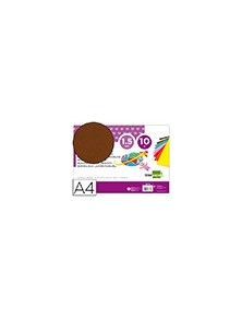 Goma eva liderpapel din a4 60gm2 espesor 1,5mm marron paquete de 10 hojas