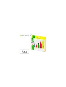 Rotulador q-connect fluorescente punta biselada estuche de 6 colores