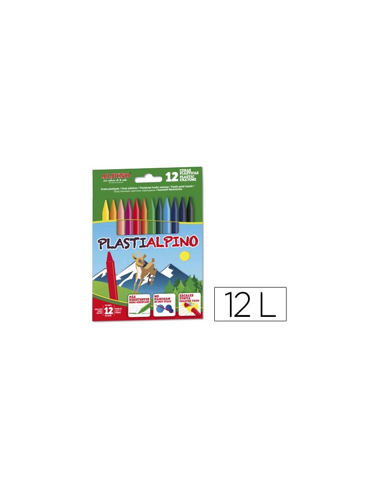 Lapices cera alpino plasti caja de 12 unidades colores surtidos