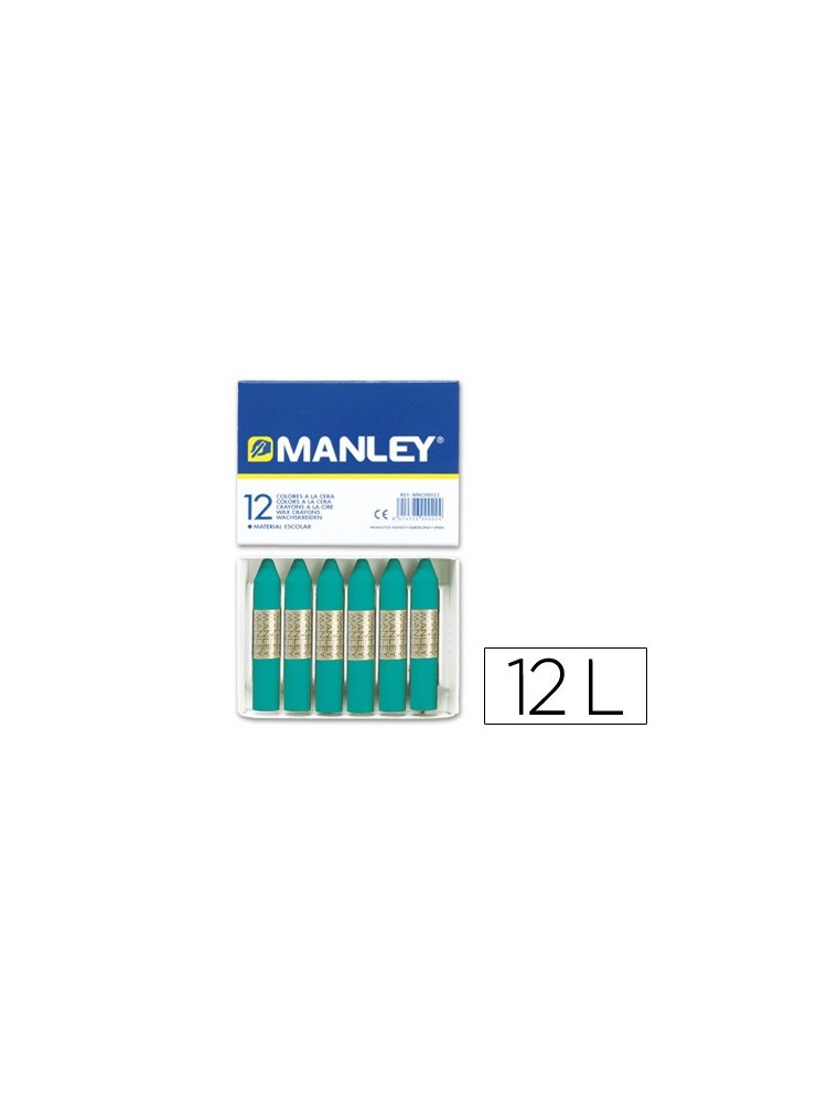 Lapices cera manley unicolor verde turquesa n.23 caja de 12unidades