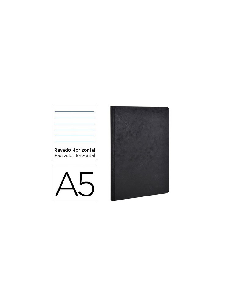 Libreta age-bag tapa cartulina lomo cosido rayado horizontal 96 hojas color negro 148x210 mm