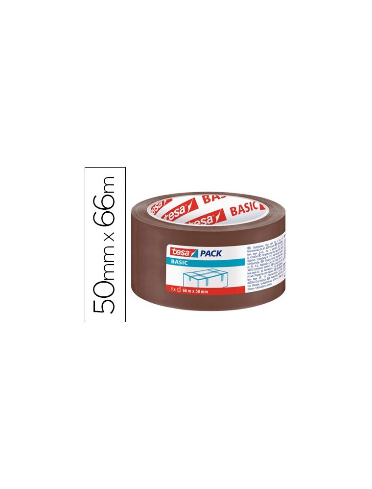 Cinta adhesiva tesa marron basic 66 mt x 50 mm para embalaje