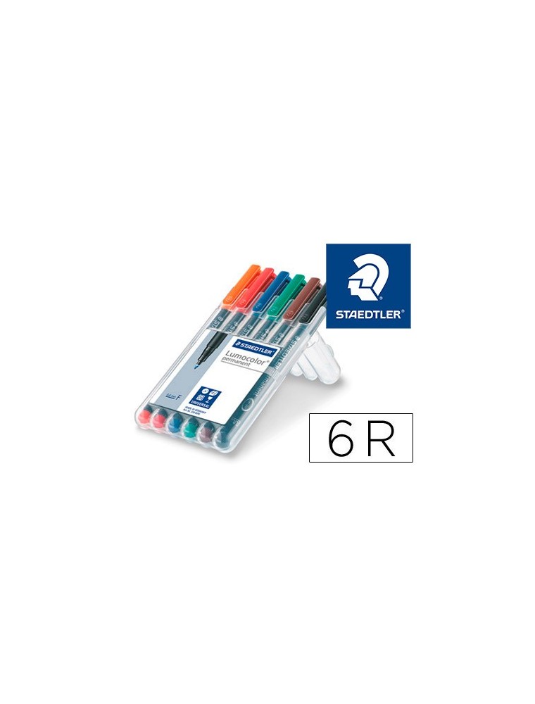 Rotulador staedtler lumocolor retroproyeccion punta de fibra permanente 318 wp estuche 6 colores punta fina