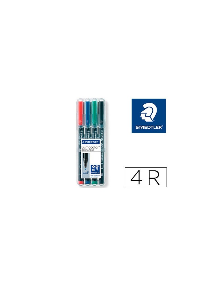 Rotulador staedtler lumocolor retroproyeccion punta de fibra permanente 318 wp estuche 4 colores punta fina