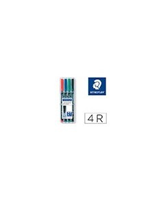 Rotulador staedtler lumocolor retroproyeccion punta de fibra permanente 318 wp estuche 4 colores punta fina