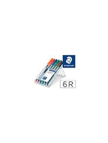 Rotulador staedtler lumocolor retroproyeccion punta de fibra permanente 318 wp estuche 6 colores punta fina