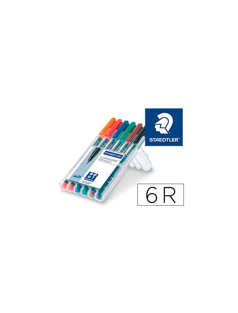 Rotulador staedtler lumocolor retroproyeccion punta de fibra permanente 317 wp estuche 6 colores punta media