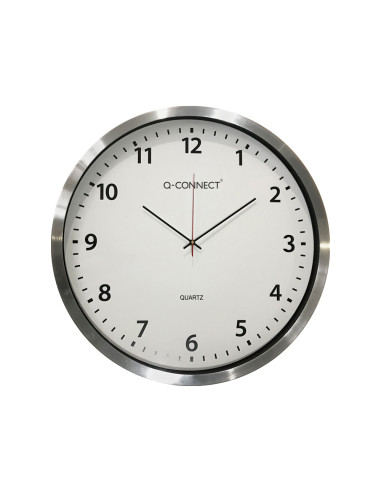 Reloj q-connect de pared plastico oficina redondo 50 cm marco cromado