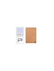 Cuaderno espiral liderpapel folio ecouse tapa cartulina kraft 80h papel reciclado 80 gr cuadro 4mm con margen