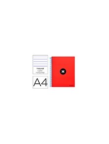 Cuaderno espiral liderpapel a4 micro antartik tapa forrada 120h 100 gr horizontal 5 bandas 4 taladros color rojo