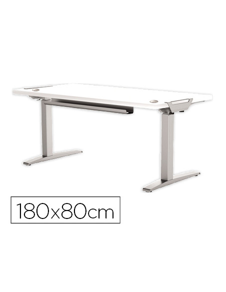 Mesa de oficina levado base metal acero pintado sistema electrico regulable altura tablero blanco 180 x 80 cm