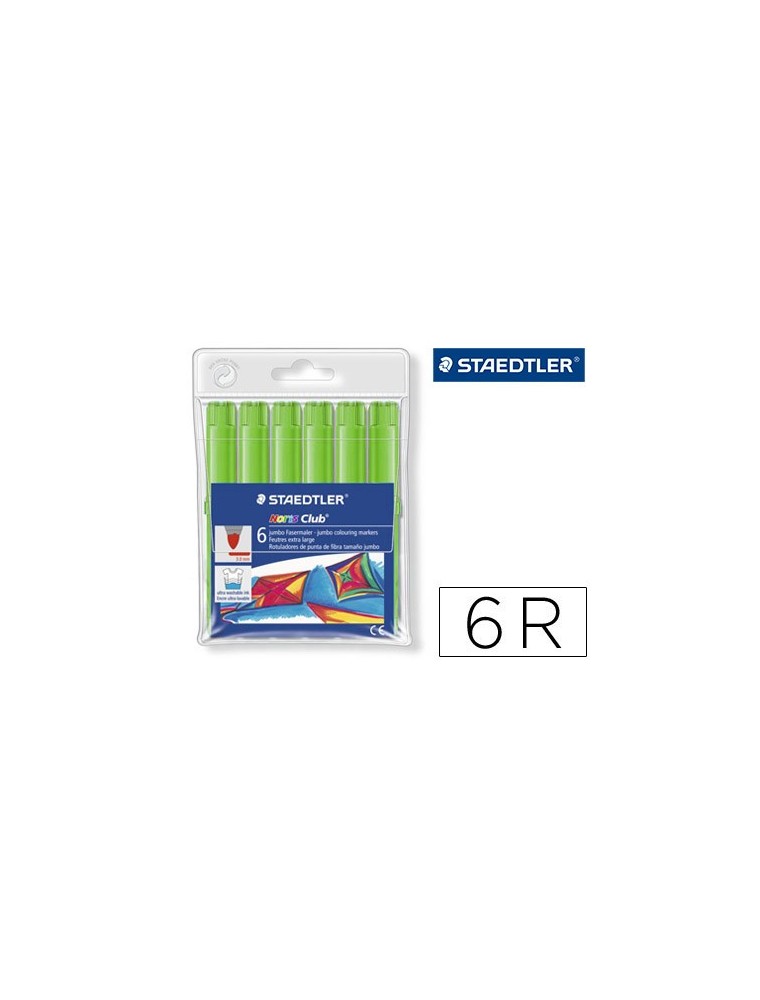 RETOLADOR COLOR JUMBO TRAÇ 3 MM -ESTUCHE DE 6 COLOR VERD FOSC STAEDTLER