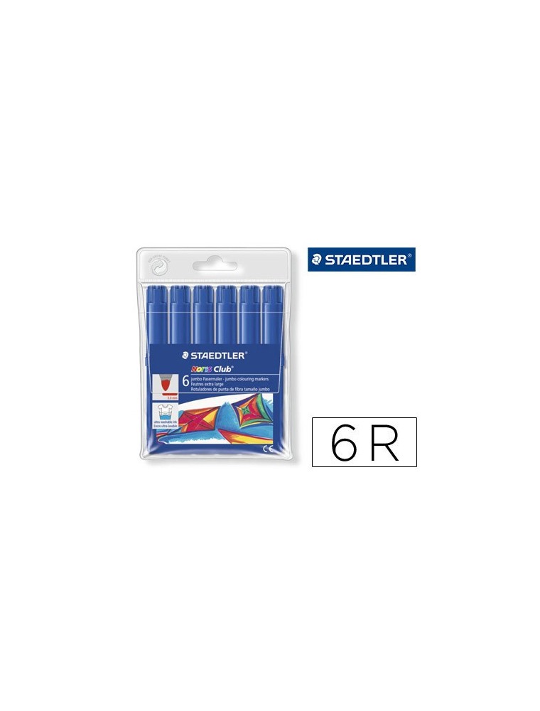 RETOLADOR COLOR JUMBO TRAÇ 3 MM -ESTUCHE DE 6 COLOR BLAU FOSC STAEDTLER.