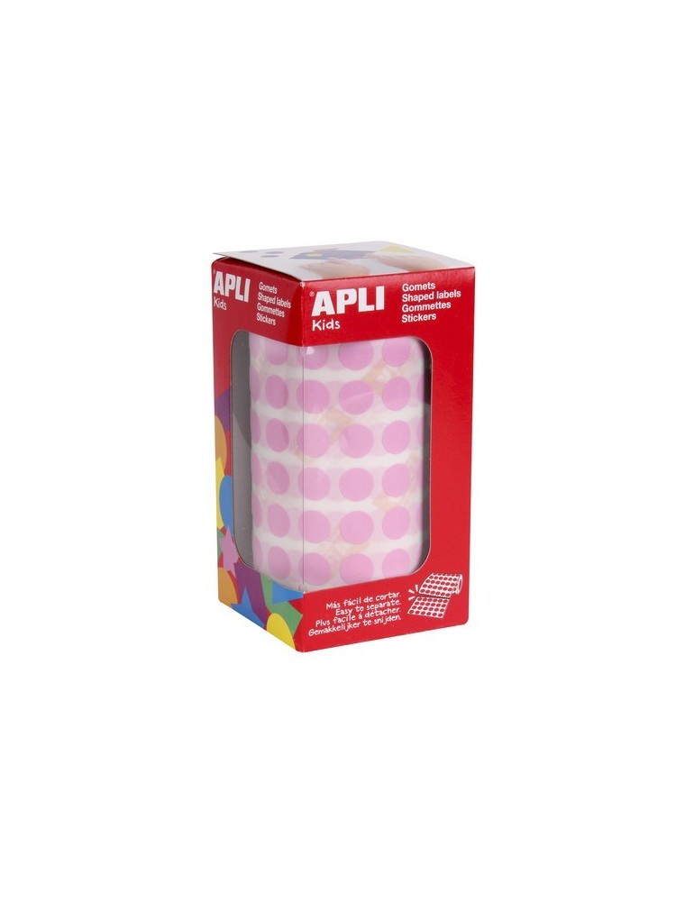 Gomets autoadhesivos circulares 10,5mm rosa en rollo