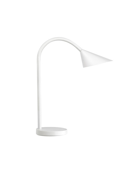 Lampara de escritorio unilux sol led 4w brazo flexible abs y metal blanco base 14 cm diametro